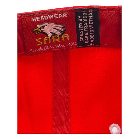 Sara Headwear USA Eagle Embroidered Gold Flames Adjustable Red Hat Cap Adult - Picture 5 of 5